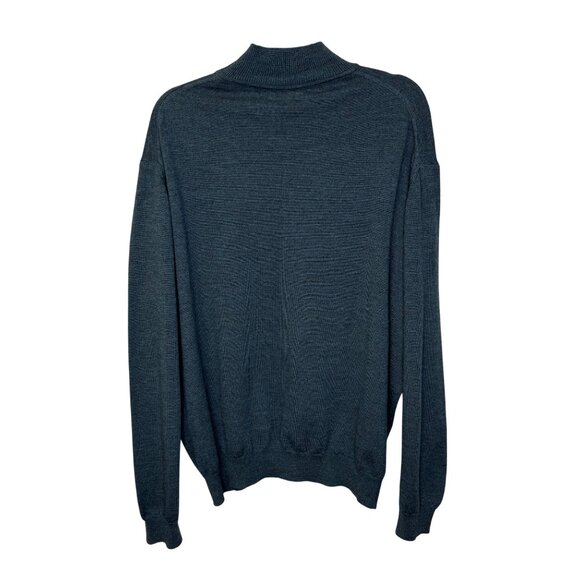 Alfani Mens XXL 100% Extra Fine Merino Wool Sweater Made in Italy Blue Mock Neck - Picture 2 of 6